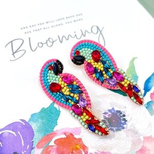Parrot 🦜 Post Back Colorful Rhinestone Seed Bead Earring